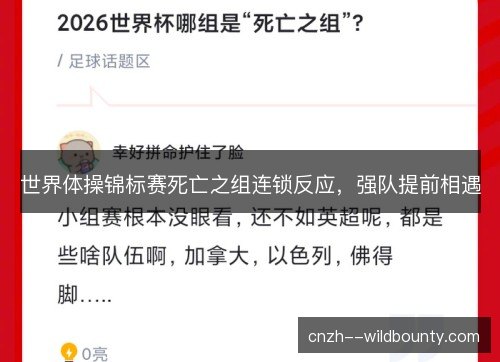 世界体操锦标赛死亡之组连锁反应，强队提前相遇